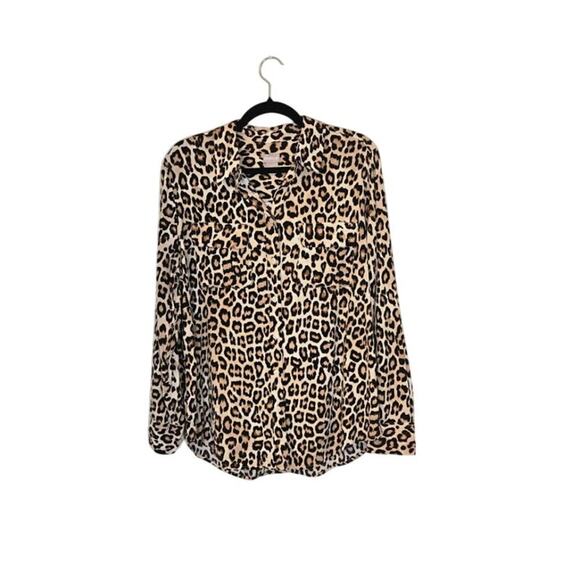Chico's Tops - Chico's Womens Animal Print Button Up Top Size Medium Tan/Black Preppy Bohemian